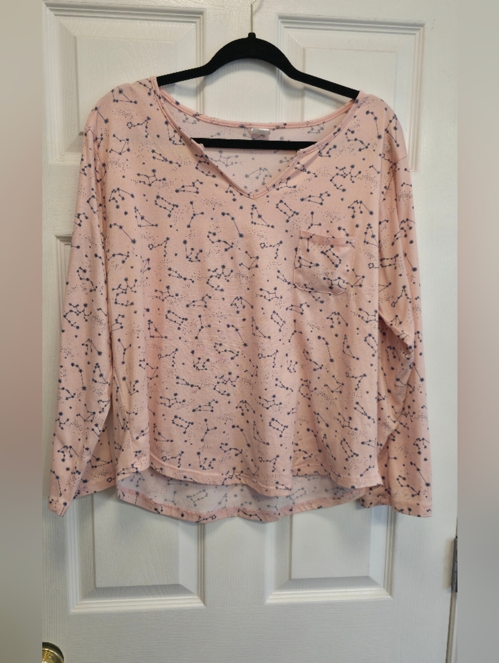Women’s Pink Constellation Print Pj Long-Sleeve Top